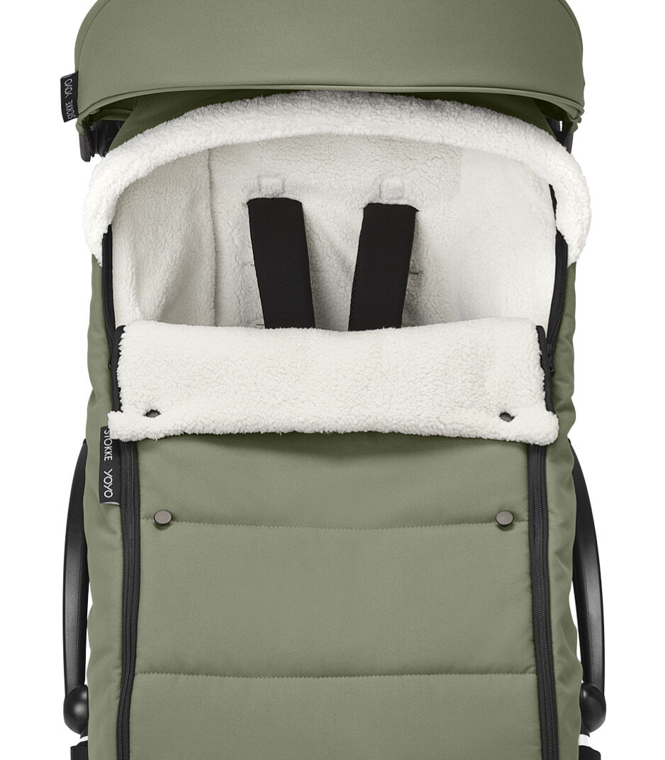 Stokke® YOYO3® 6+ Olive. White Frame. Footmuff buttons, detail. galery image 10